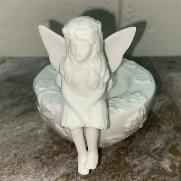 White Glass Sabre Brand Cottagecore Fairy Tea light candle holder grandma hippie - Picture 11 of 14